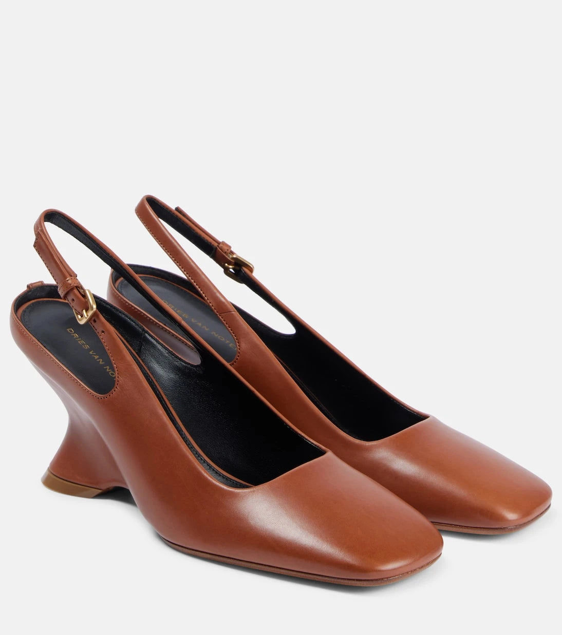 Dries Van Noten - Leather slingback pumps