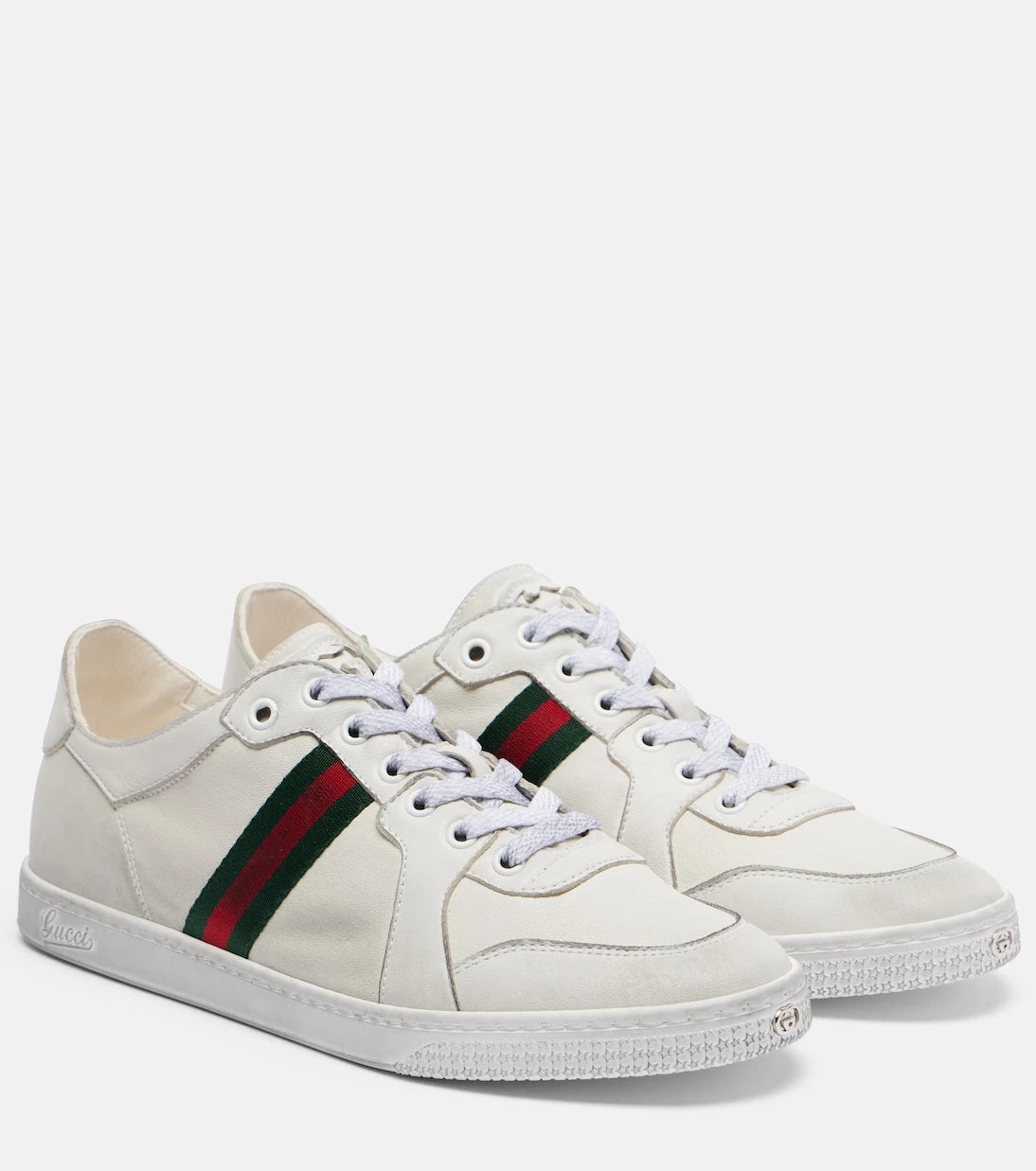Gucci - Stretch Web Stripe leather sneakers