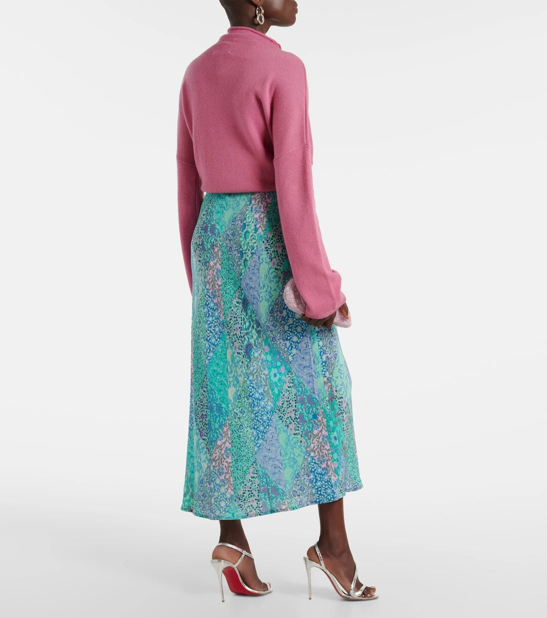 Rixo - Ardith patchwork silk midi skirt