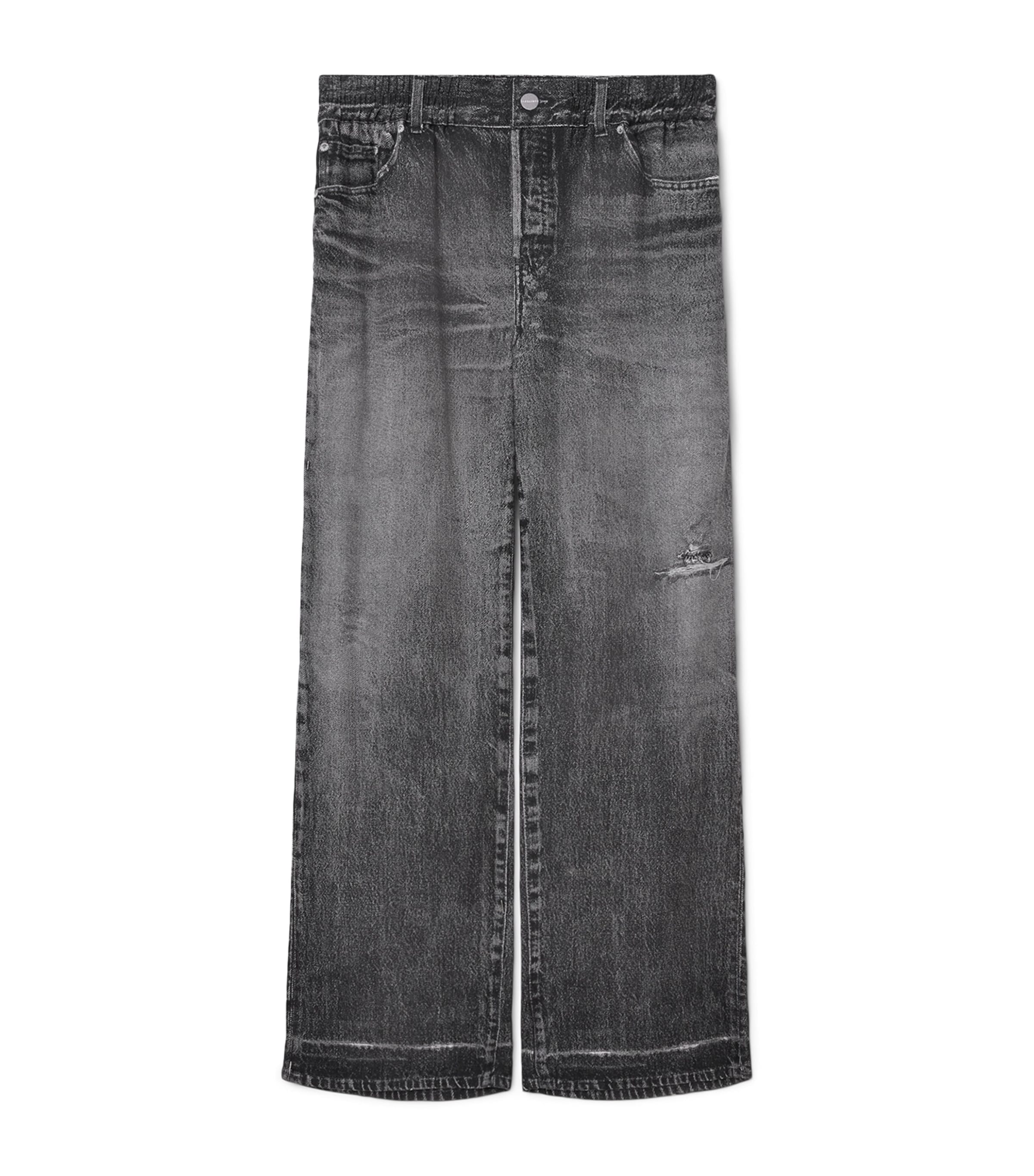 AllSaints Black Tyler Illusion Print Wide-Leg Trousers