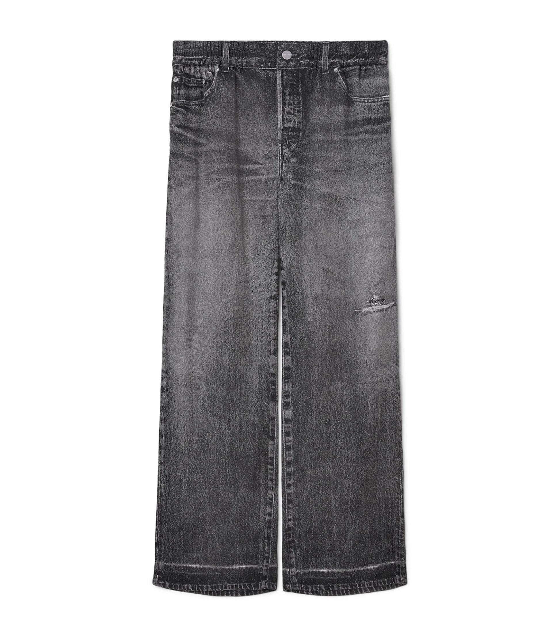 AllSaints Black Tyler Illusion Print Wide-Leg Trousers