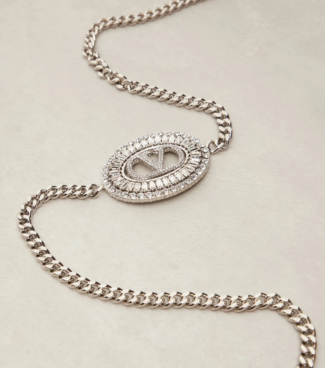 Valentino - VLogo crystal-embellished chain belt