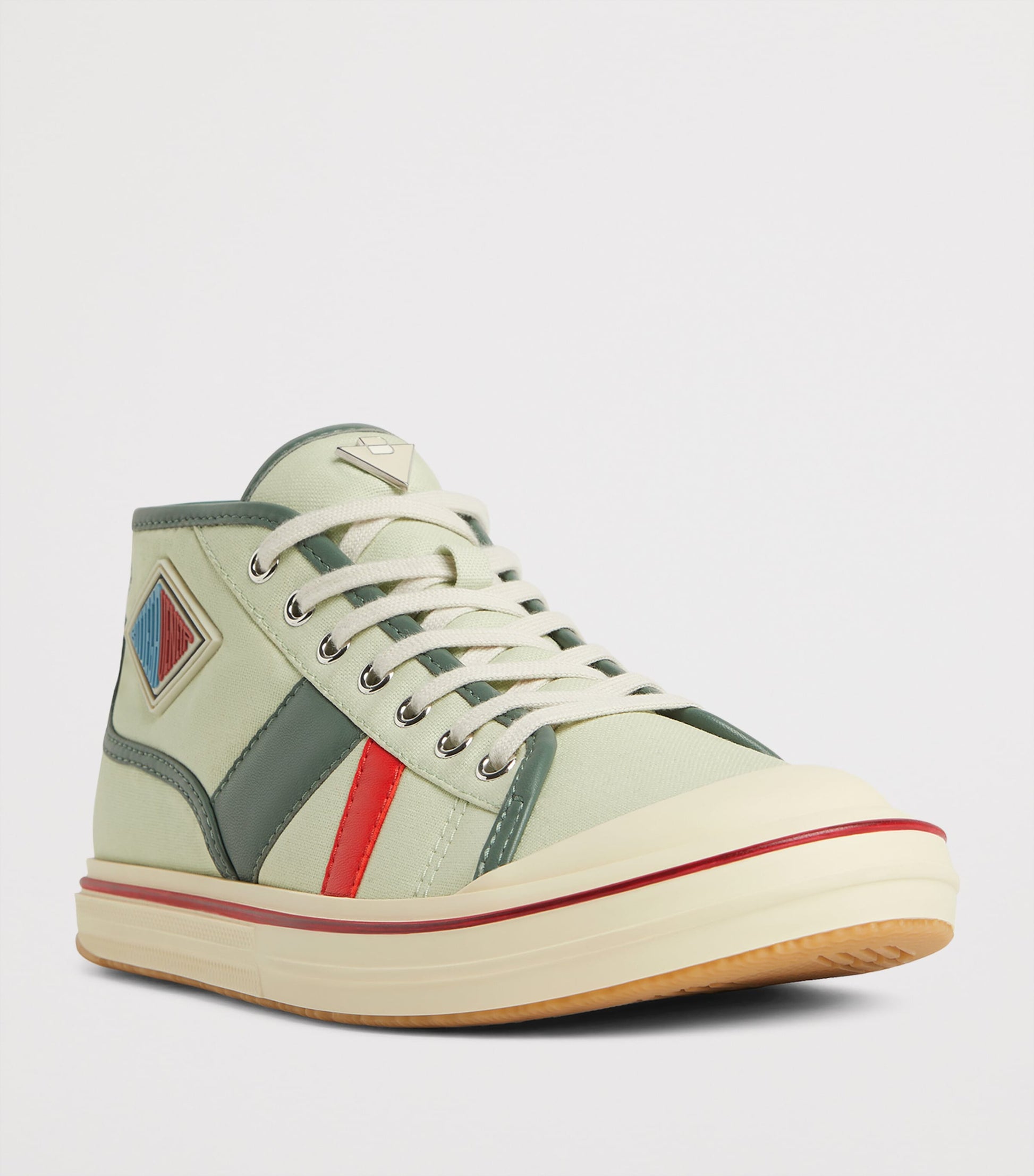 Bottega Veneta Green Canvas Leather-Trim Eliot Sneakers