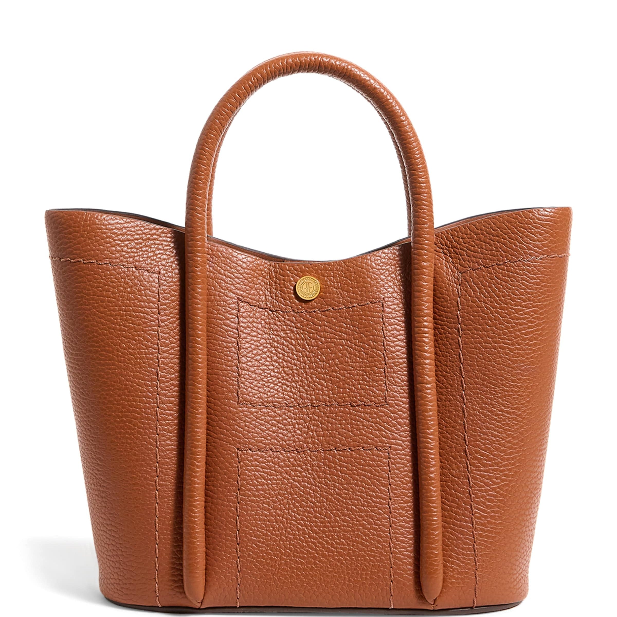 Tan Grab Leather Rope Tote Bag