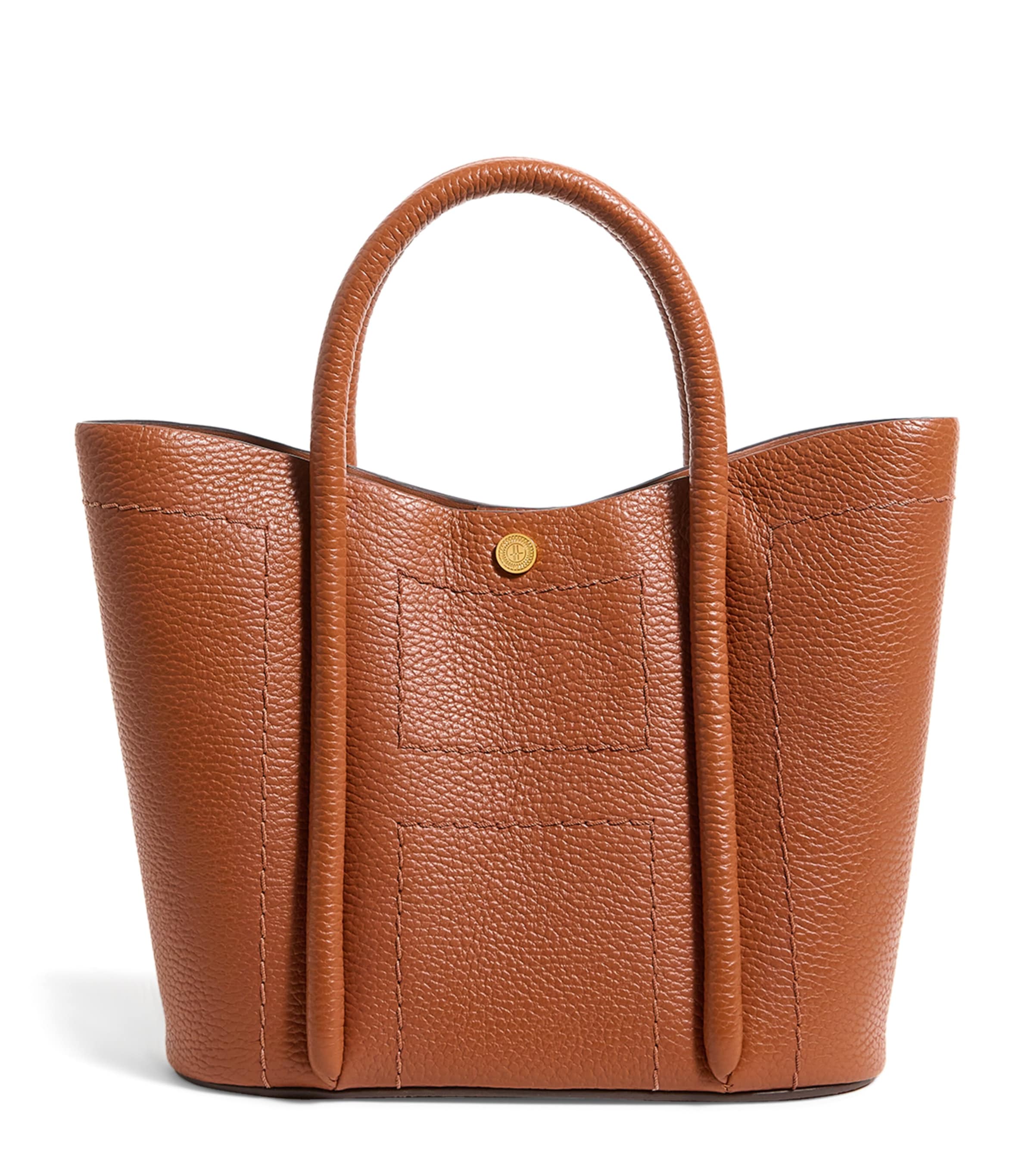 Tan Grab Leather Rope Tote Bag