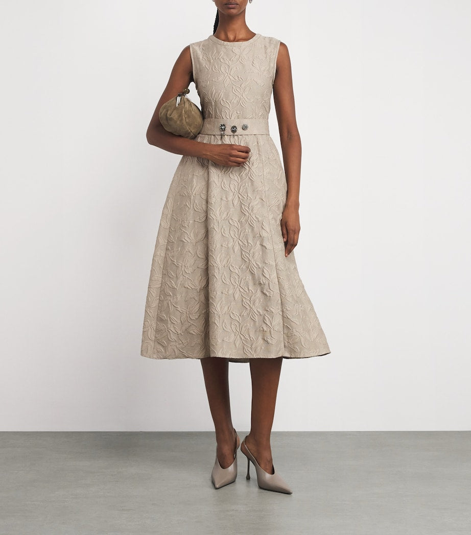 Max Mara Beige Cotton-Blend Floral Dress