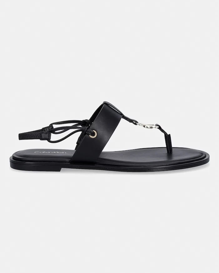 Calvin Klein Kadın Deri Düz Taban Sandalet ROUND FLAT SNDL THONG LTH HDW