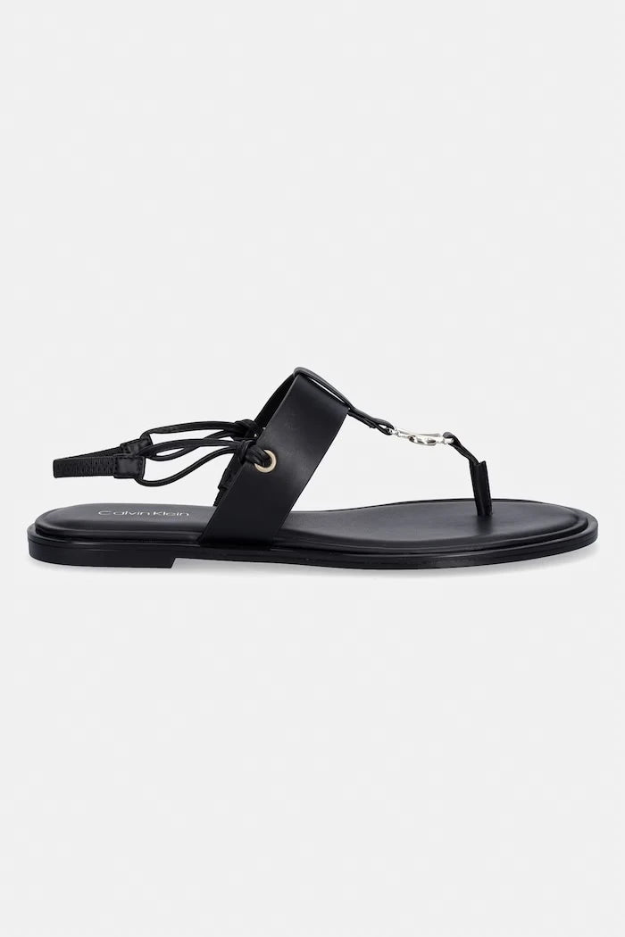 Calvin Klein Kadın Deri Düz Taban Sandalet ROUND FLAT SNDL THONG LTH HDW