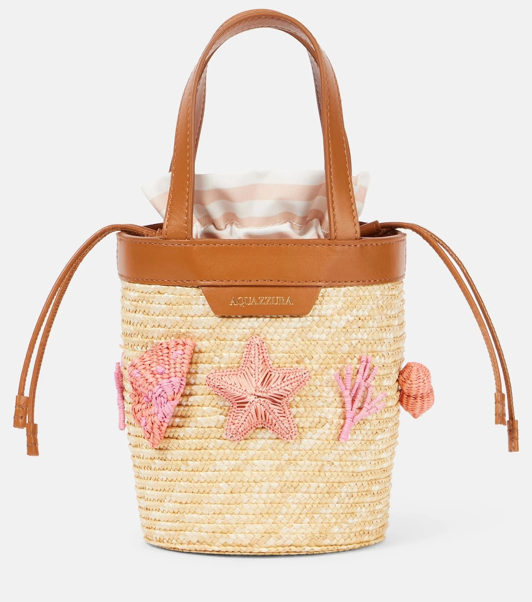 Aquazzura - Marea Small appliqué raffia bucket bag