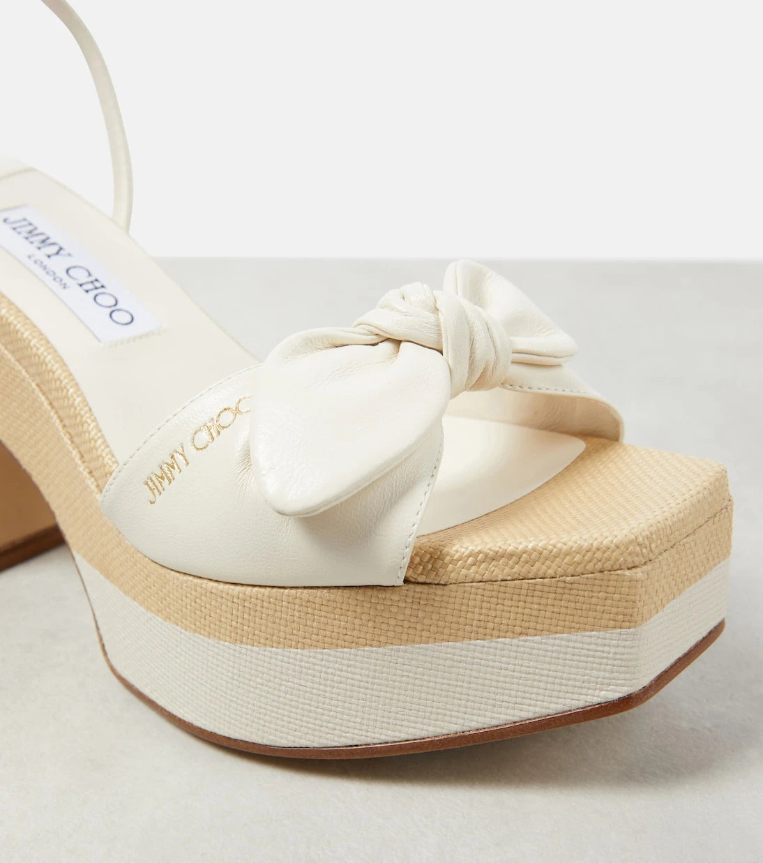 Jimmy Choo - Ricia leather and raffia platform sandals