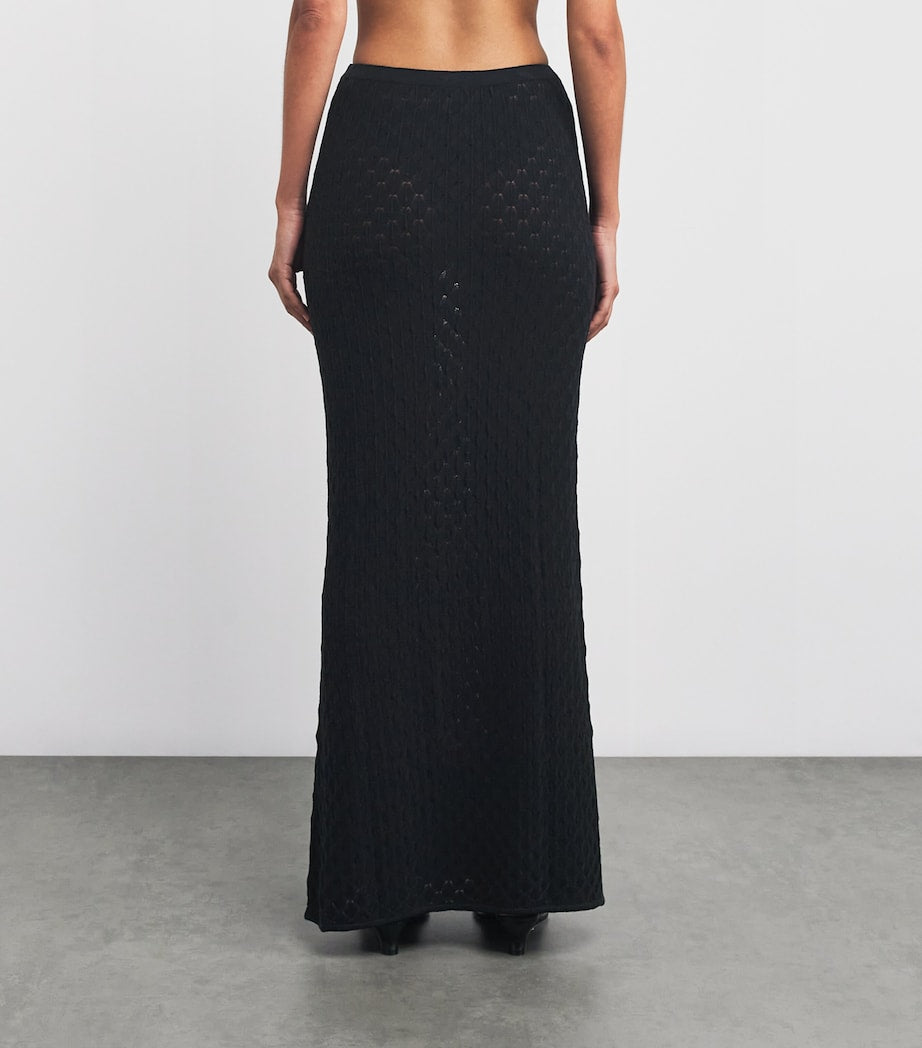 AWAY THAT DAY Black Crochet St. Lucia Maxi Skirt