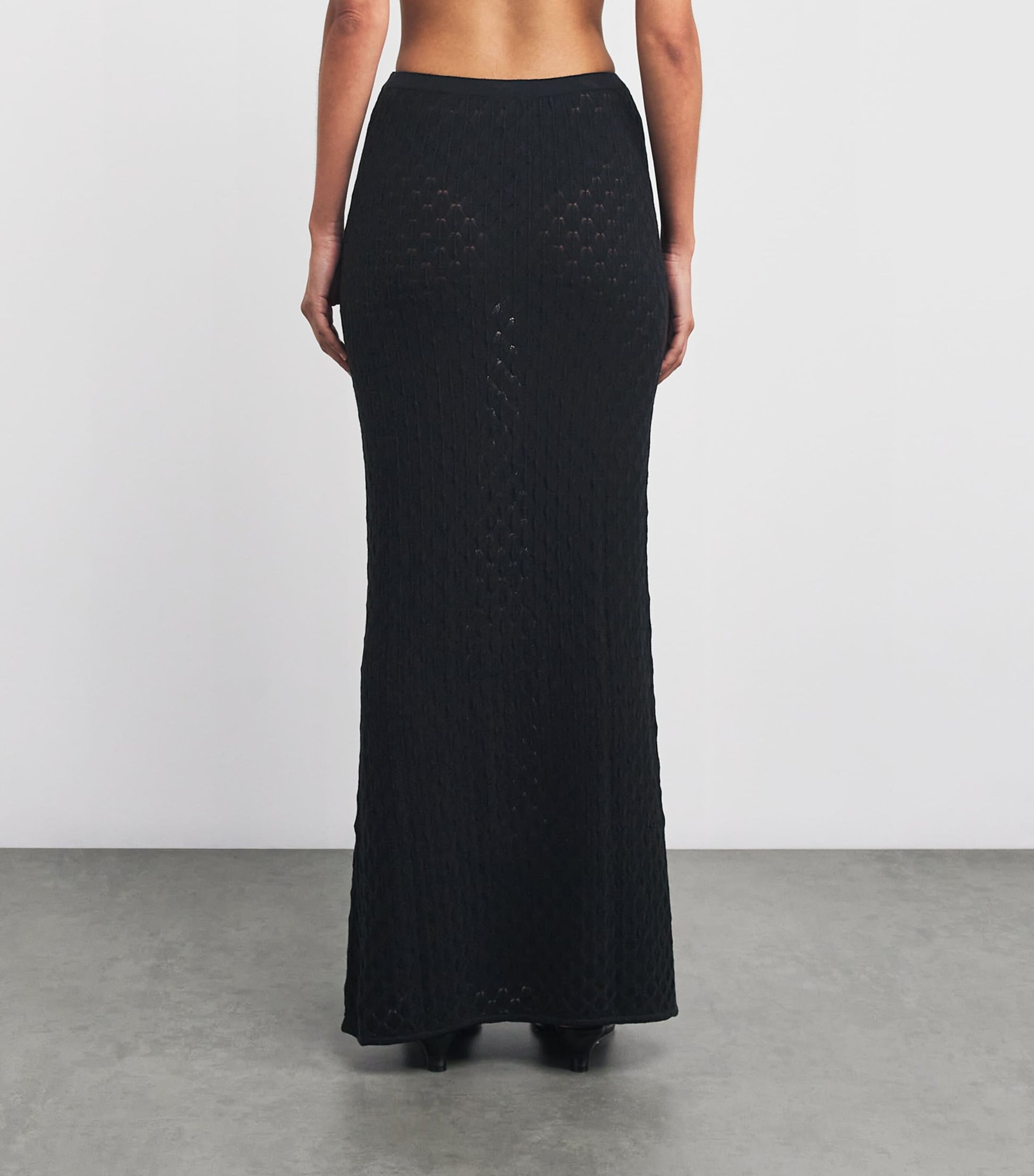 AWAY THAT DAY Black Crochet St. Lucia Maxi Skirt