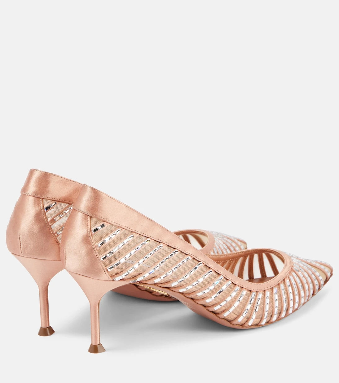 Aquazzura - Passions Crystal 65 satin pumps