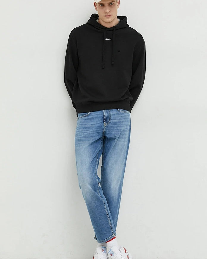 HUGO kapüşonlu erkek pamuklu sweatshirt Dapo