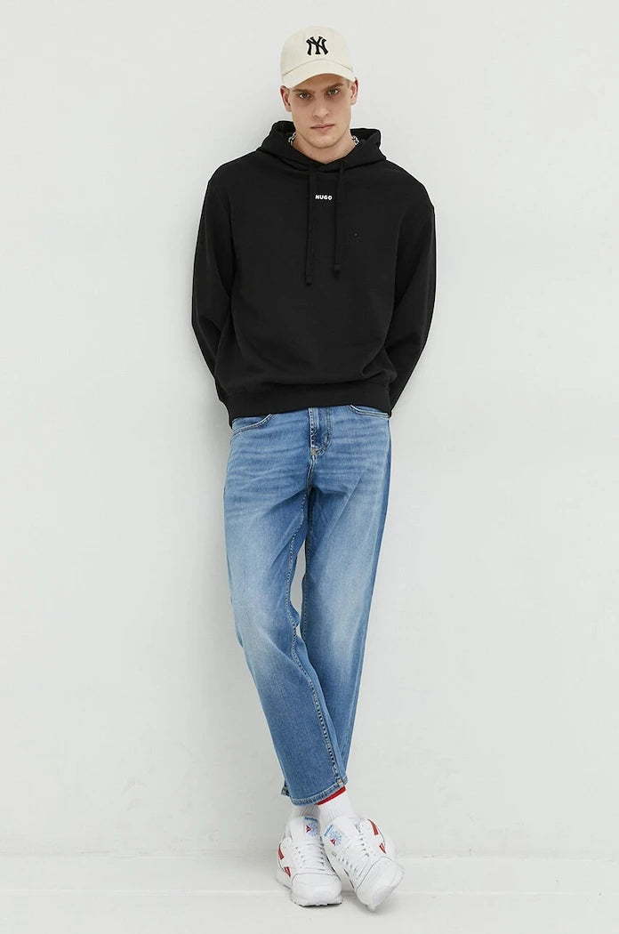 HUGO kapüşonlu erkek pamuklu sweatshirt Dapo