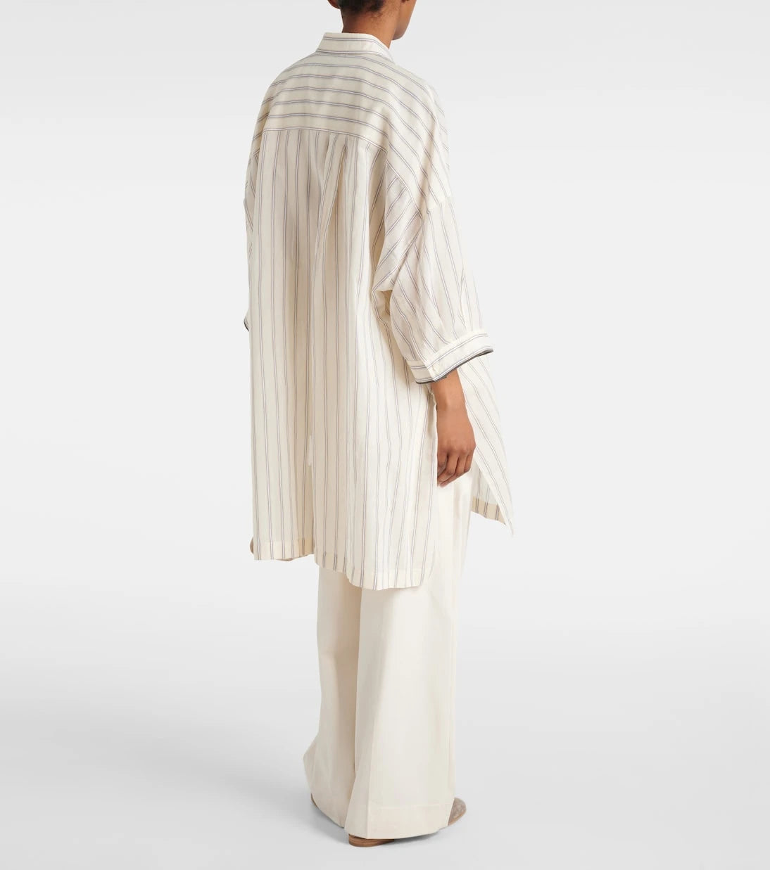 Brunello Cucinelli - Striped cotton and silk shirt