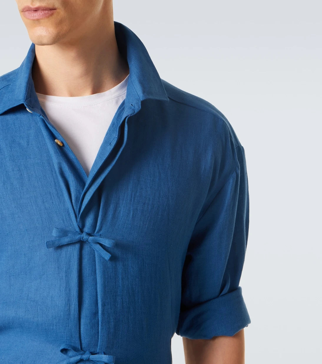 Kiton - Bow-detail linen shirt