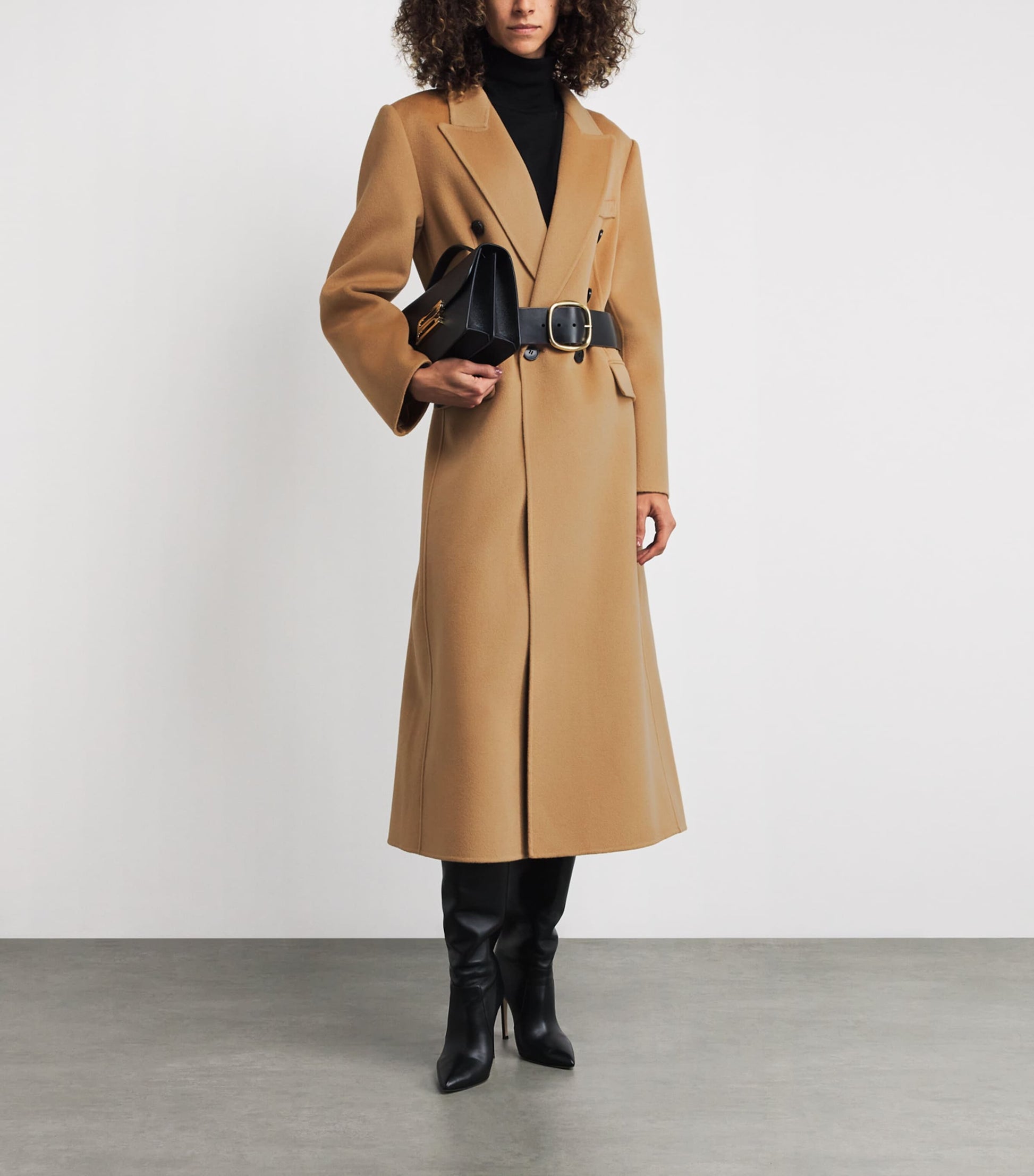 Victoria Beckham Brown Wool-Cashmere Double-Faced Coat
