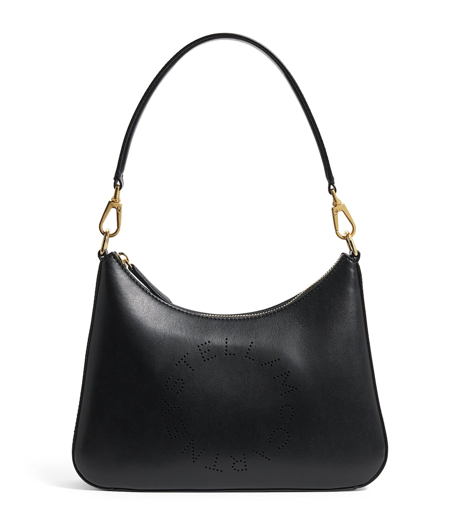 Stella McCartney Black Faux Leather Logo Shoulder Bag