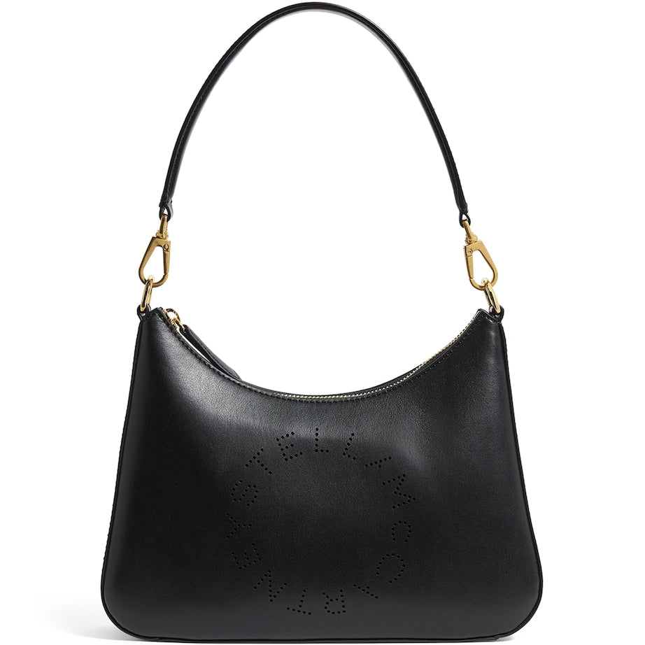 Stella McCartney Black Faux Leather Logo Shoulder Bag