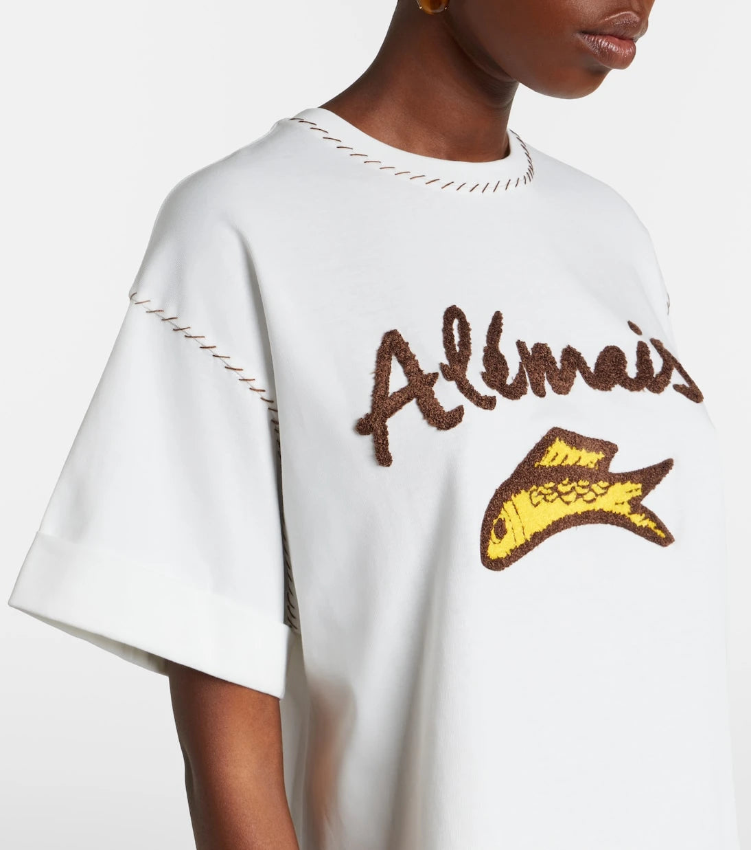 Alémais - Scuba embroidered cotton T-shirt