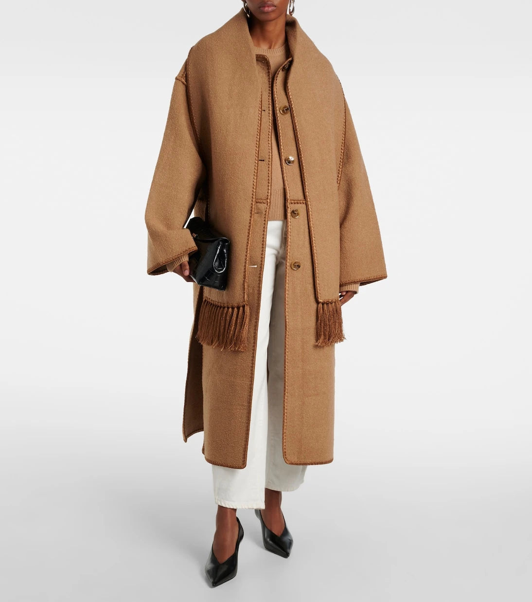 Toteme - Embroidered wool-blend scarf coat