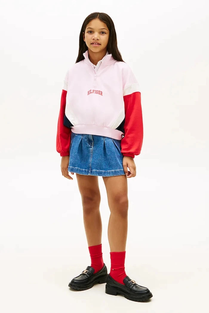 Tommy Hilfiger çocuklar için pamuk ve elastanlı fermuarlı sweatshirt
