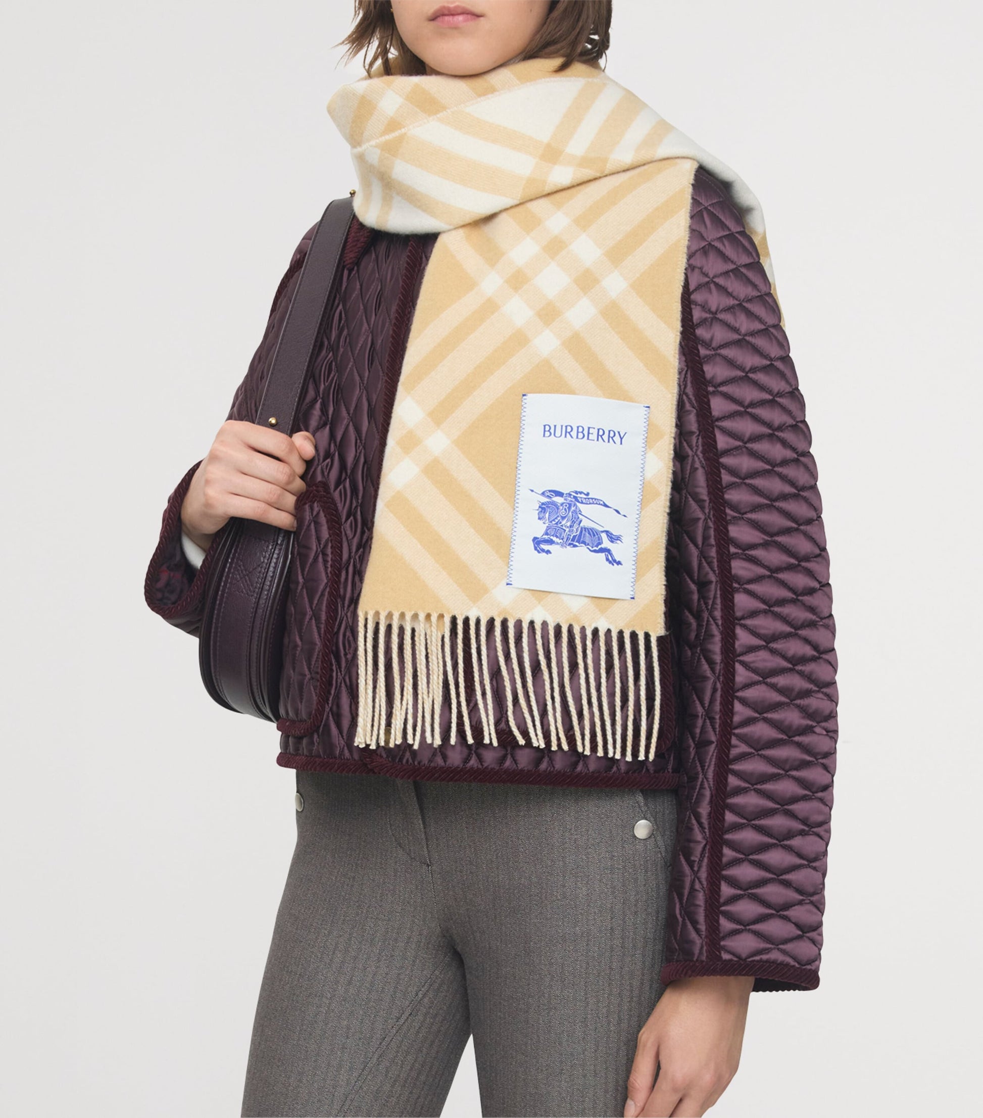 Burberry Beige Cashmere Check Scarf