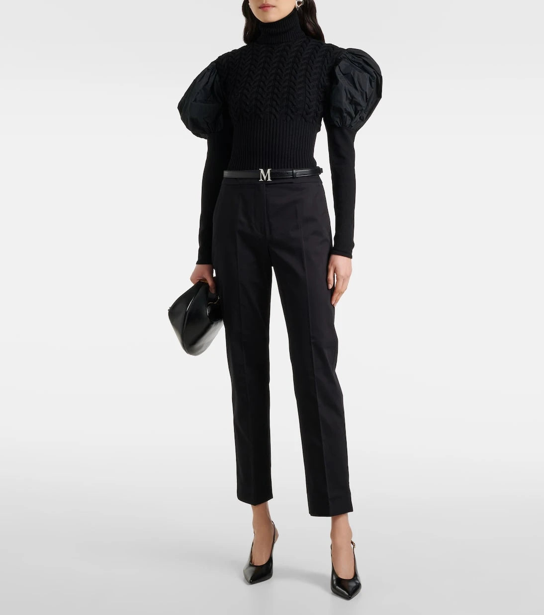 Max Mara - بنطال أوكرا بقصة واسعة وخصر متوسط الارتفاع من القطن
