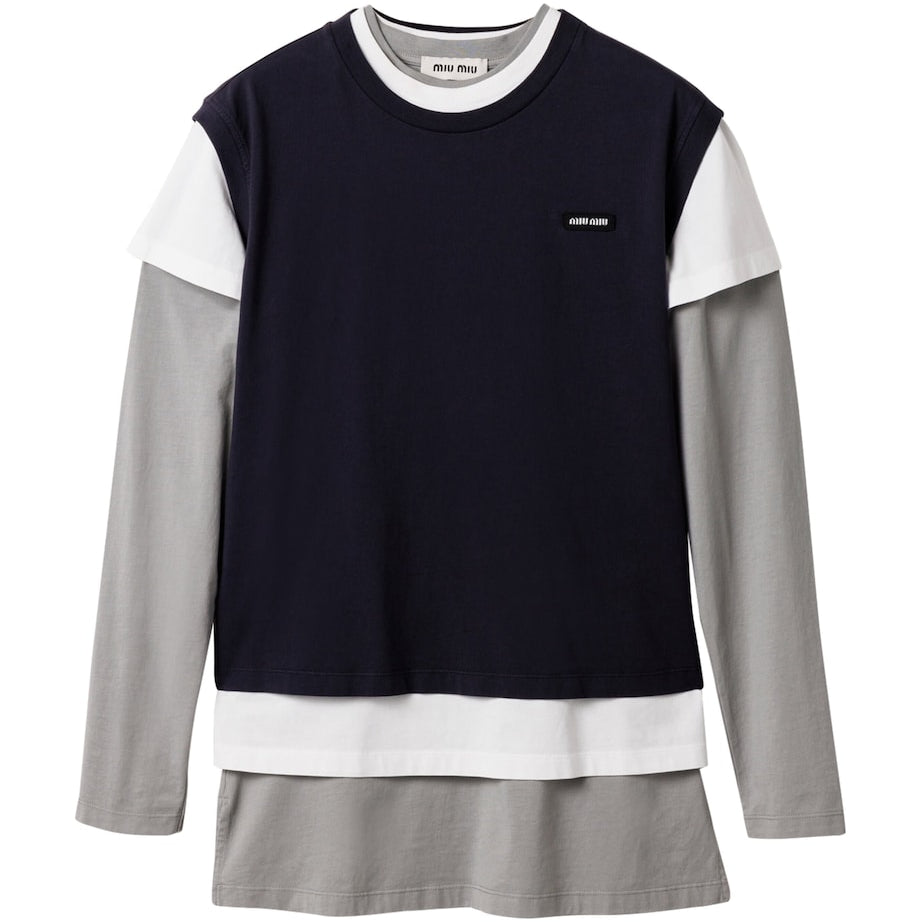 Miu Miu Grey Cotton Layering T-Shirts (Pack of 3)