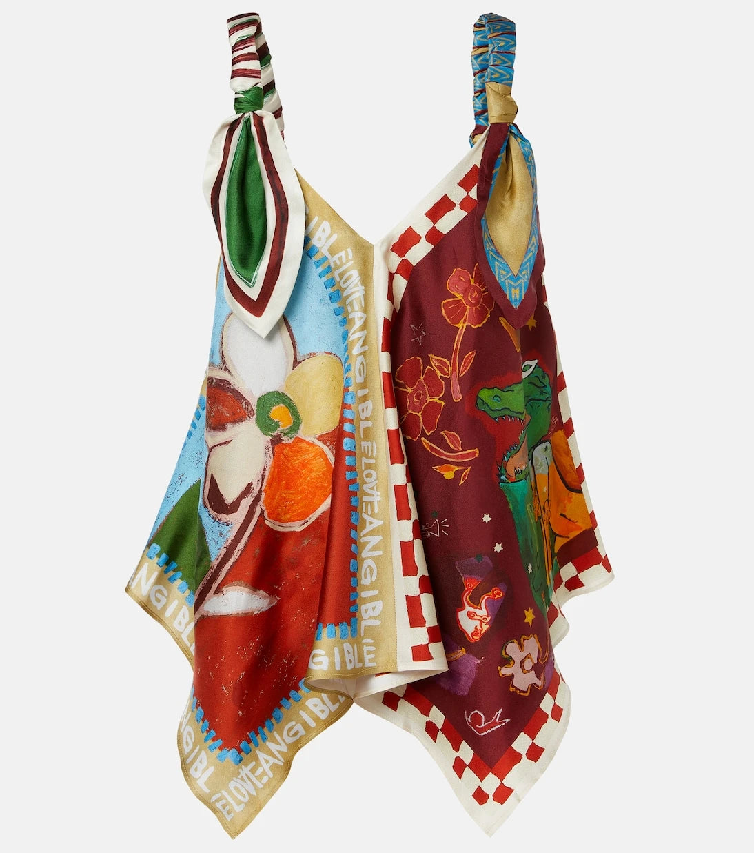Alémais - x MLAK printed silk twill top