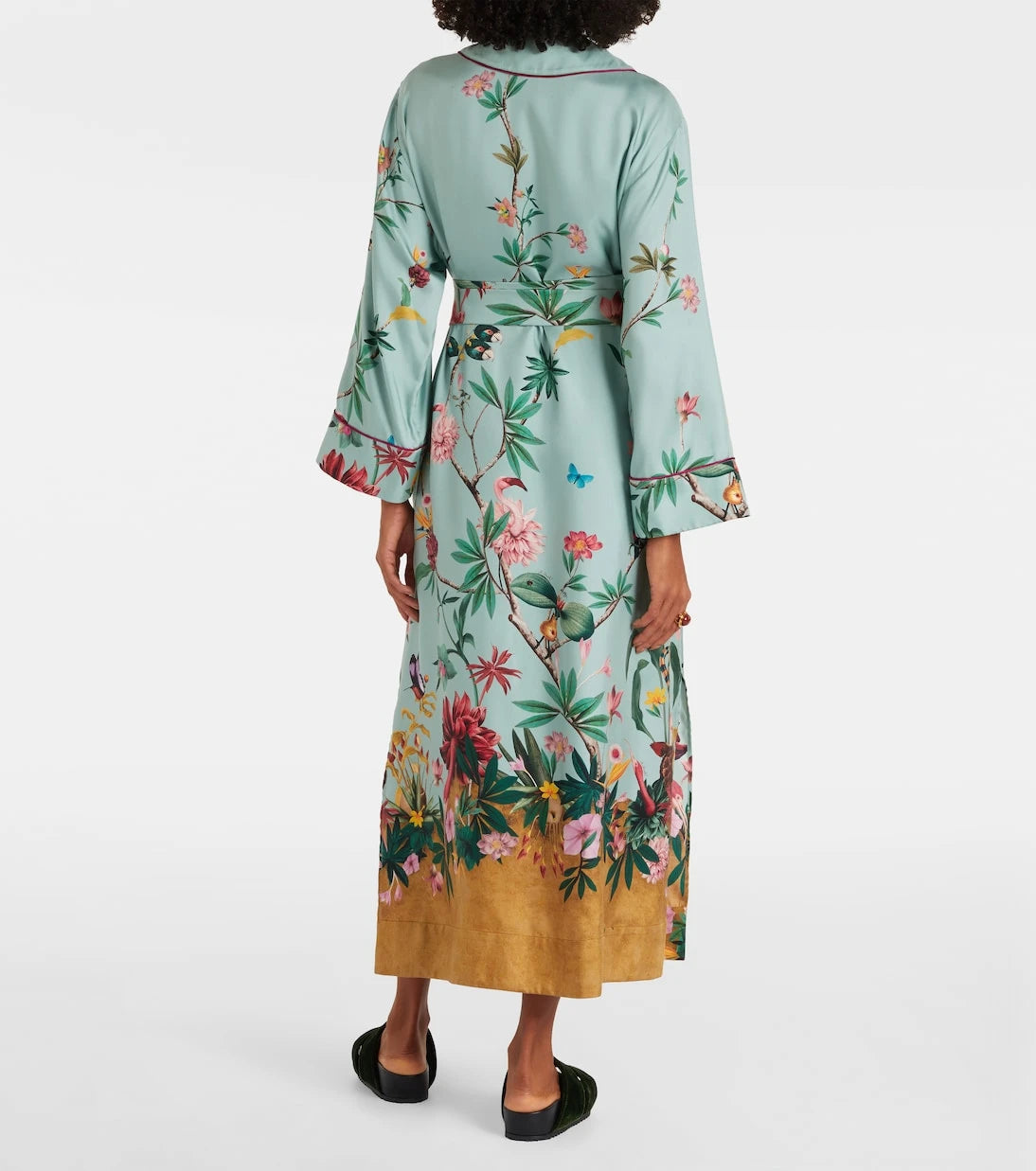 La DoubleJ - Midnight floral silk wrap dress