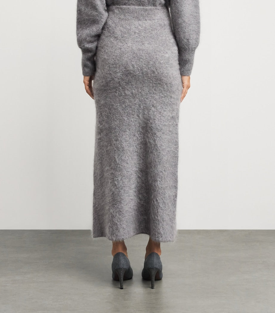 Grey Brushed Cashmere Umi Maxi Skirt