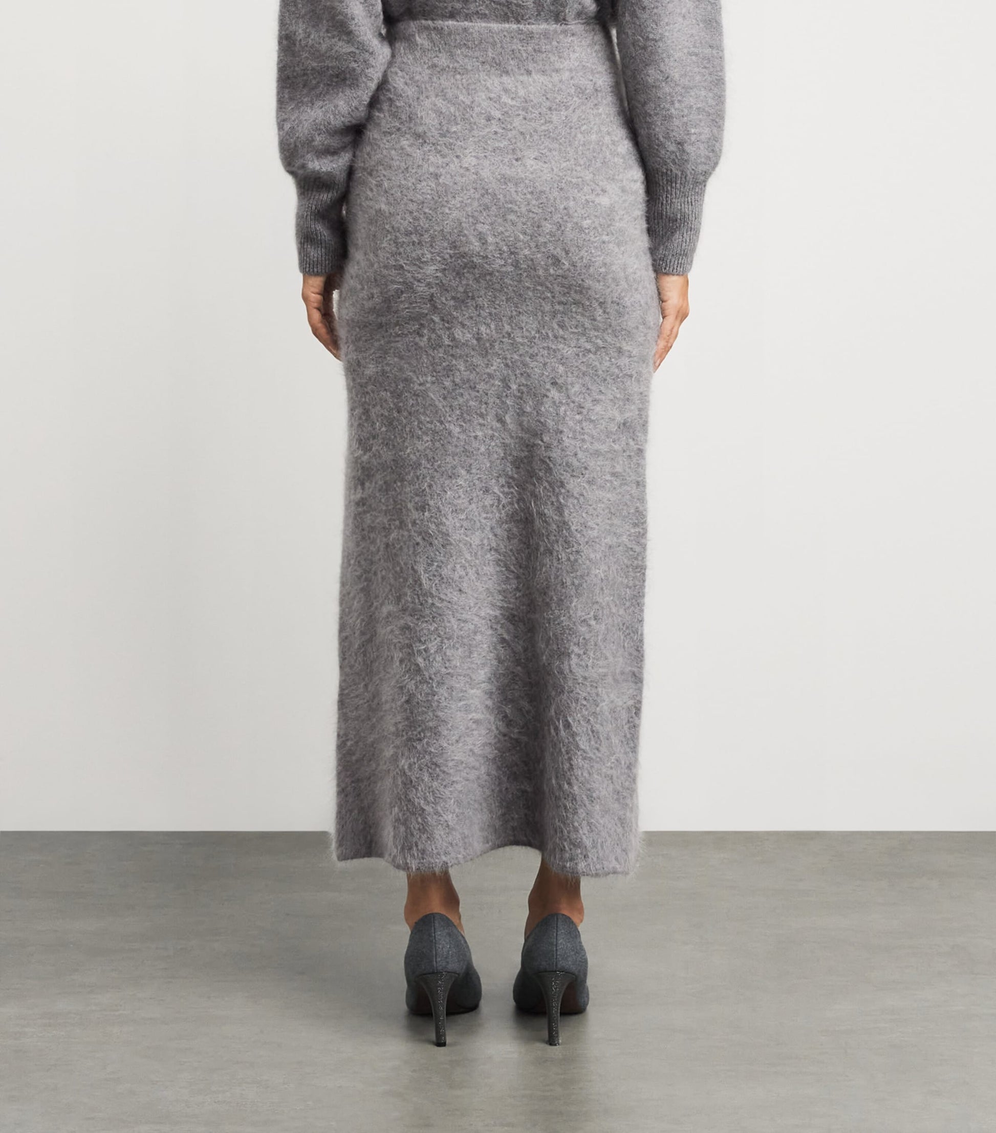 Grey Brushed Cashmere Umi Maxi Skirt