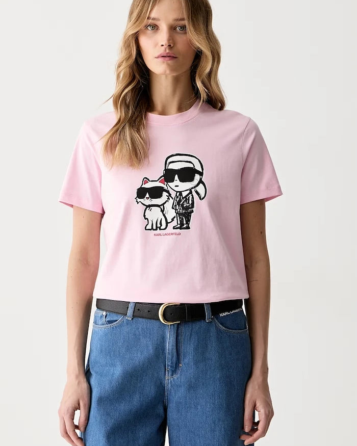 Karl Lagerfeld IKON SKETCH Pamuklu Kadın Tişört