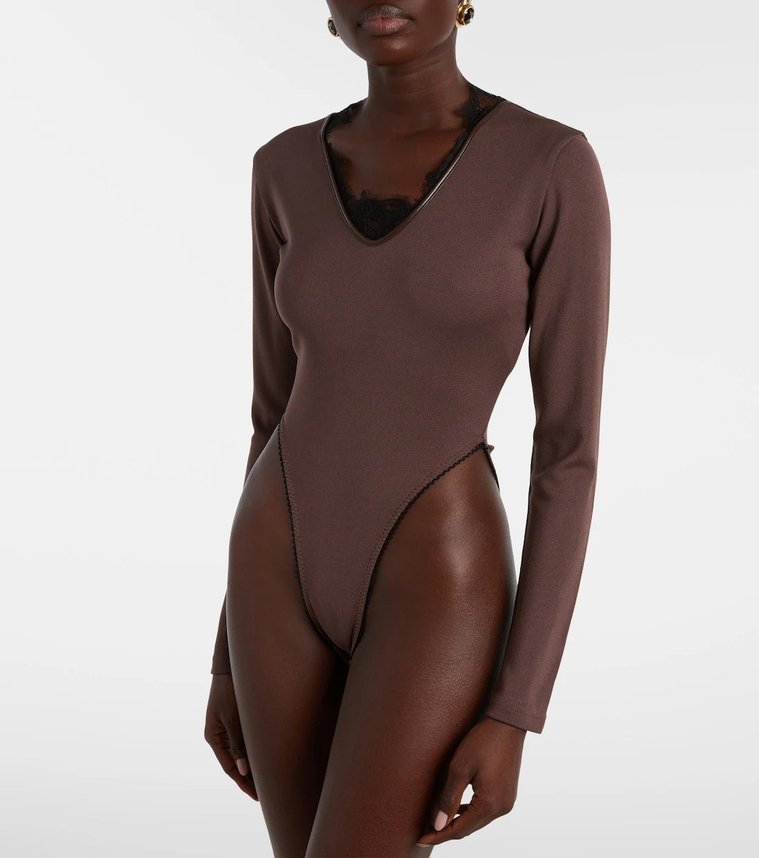 Jacques Wei - Lace-trimmed bodysuit