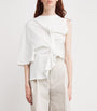 A.W.A.K.E. Mode White Organic Cotton Asymmetric Knot Top