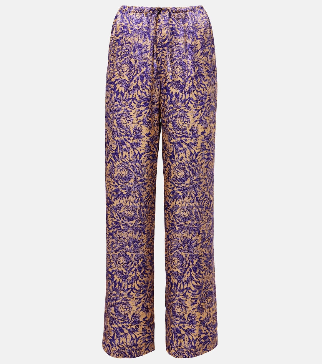 Dries Van Noten - Floral silk satin wide-leg pants