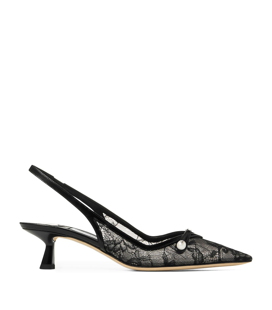 Jimmy Choo Multi Amita 45 Lace-Leather Slingback Pumps
