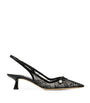 Amita 45 Lace-Leather Slingback Pumps
