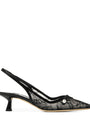 Amita 45 Lace-Leather Slingback Pumps