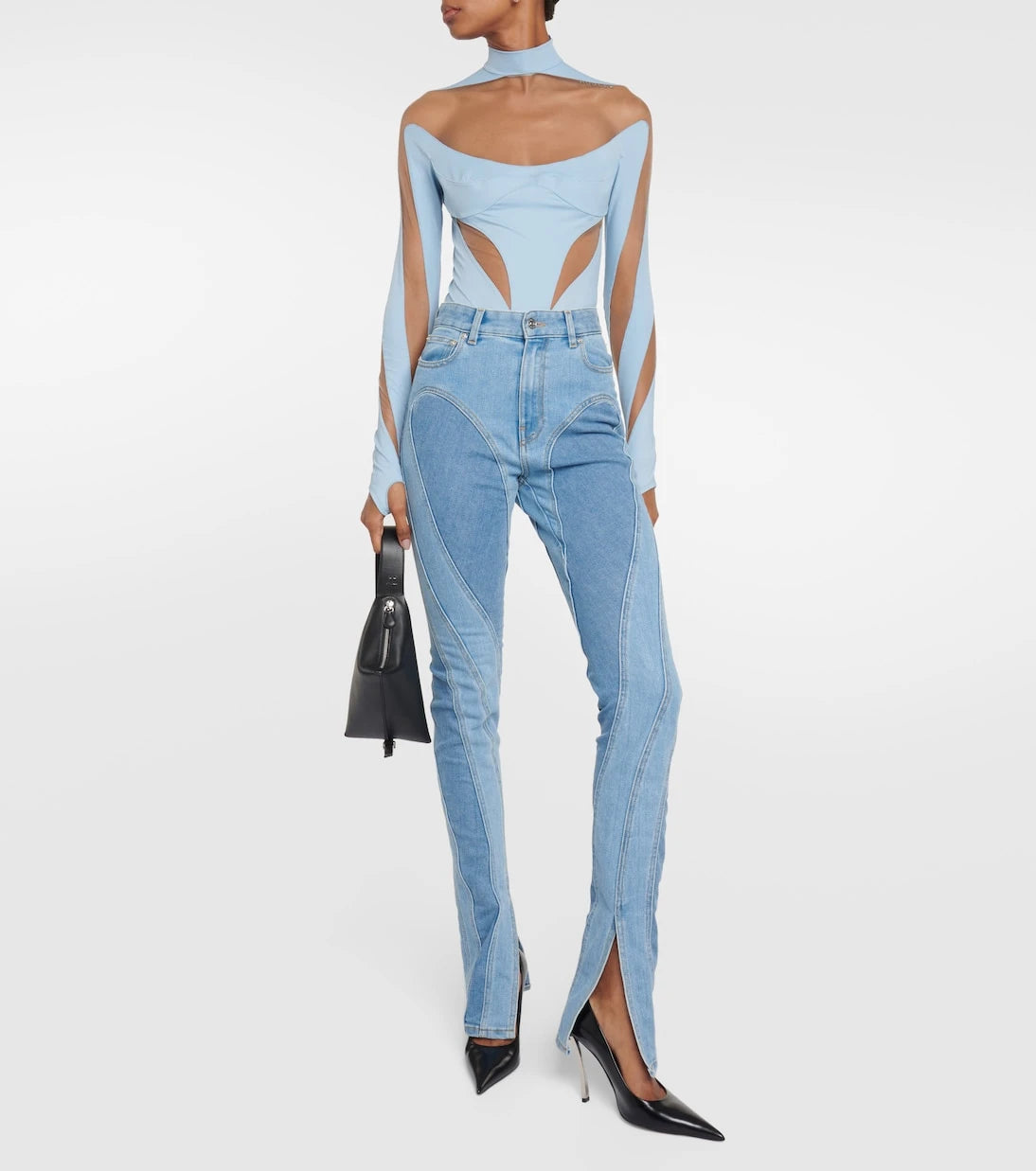 Mugler - بدلة ضيقة مزينة بألواح