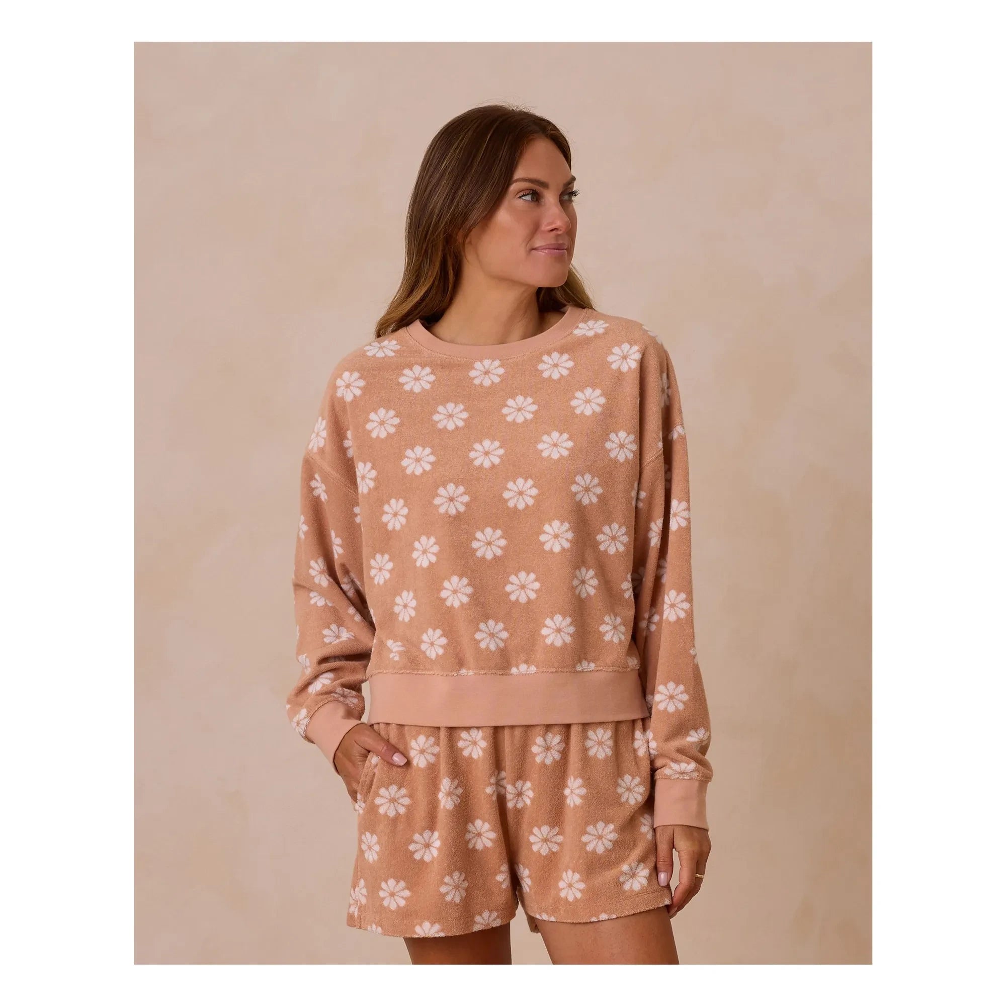 Rylee + Cru - Floral Terry Sweat | Orange