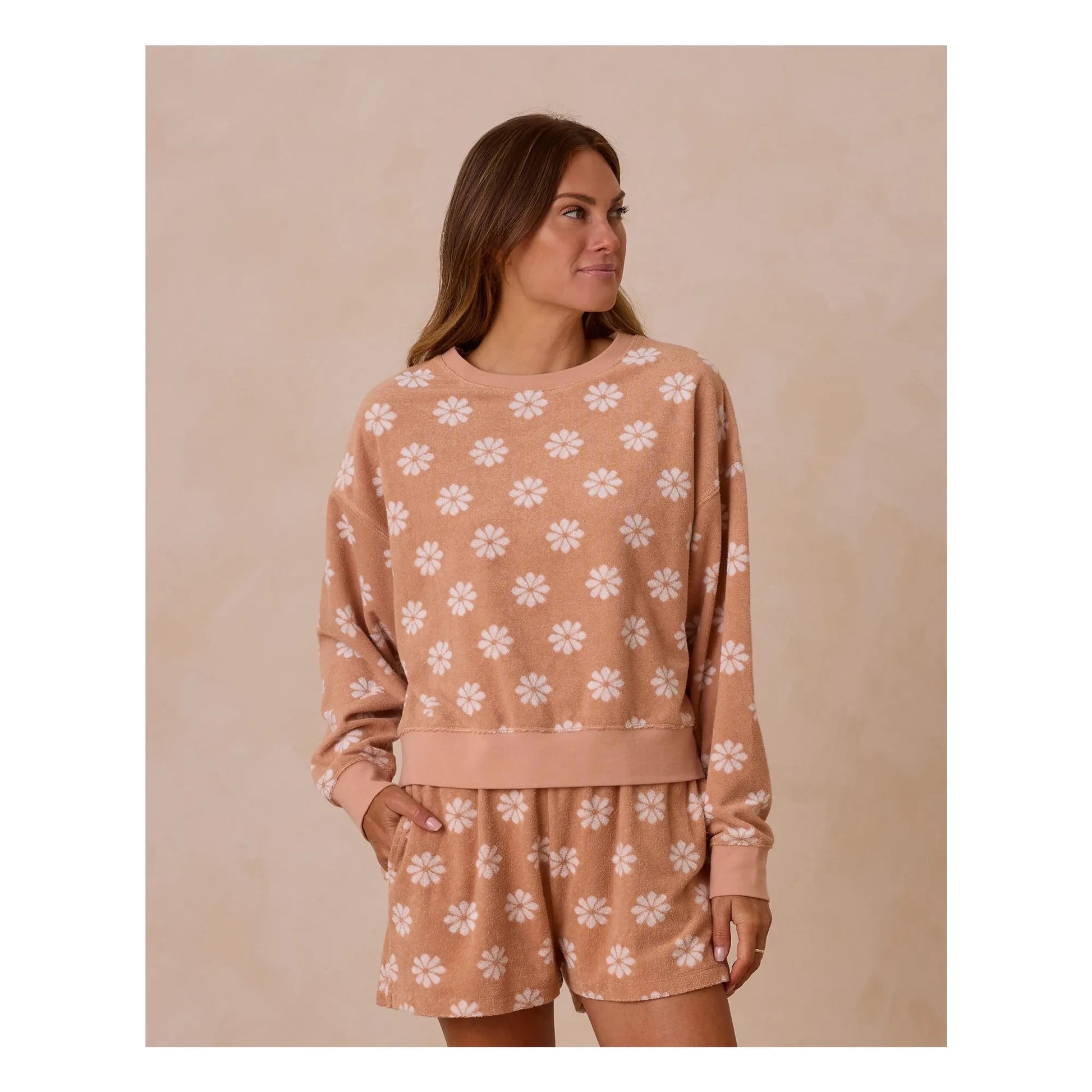 Rylee + Cru - Floral Terry Sweat | Orange
