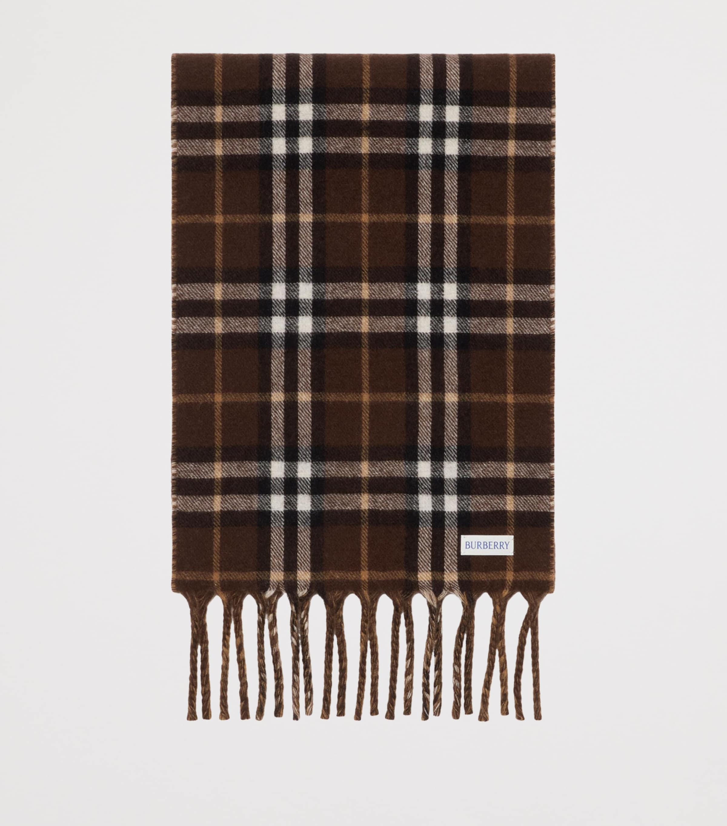 Brown Cashmere Reversible Check EKD Scarf