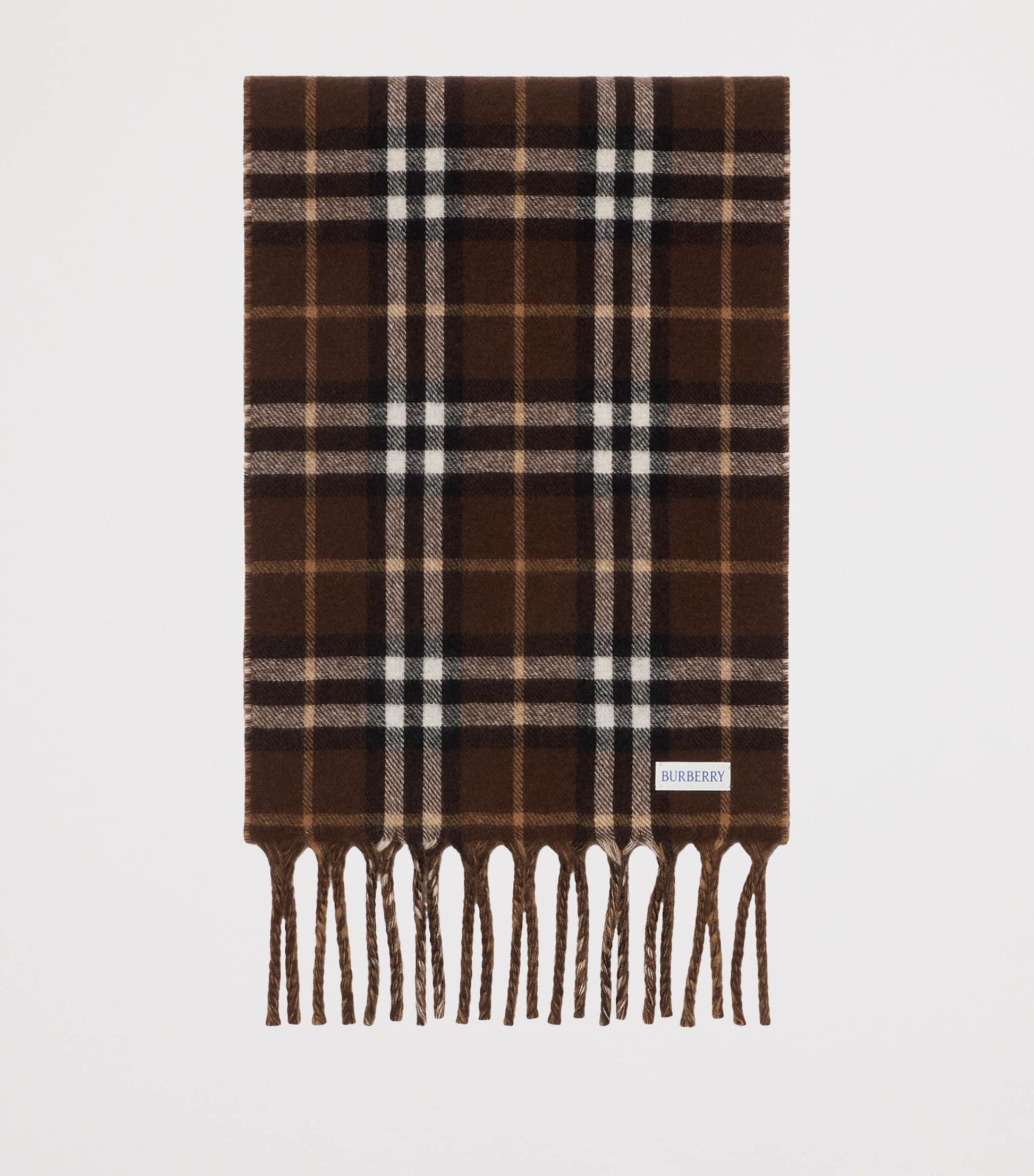 Brown Cashmere Reversible Check EKD Scarf