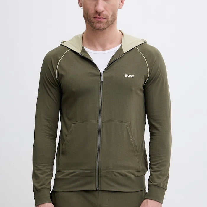 BOSS erkek pamuk ve elastan fermuarlı kapüşonlu sweatshirt Mix&Match Jacket H