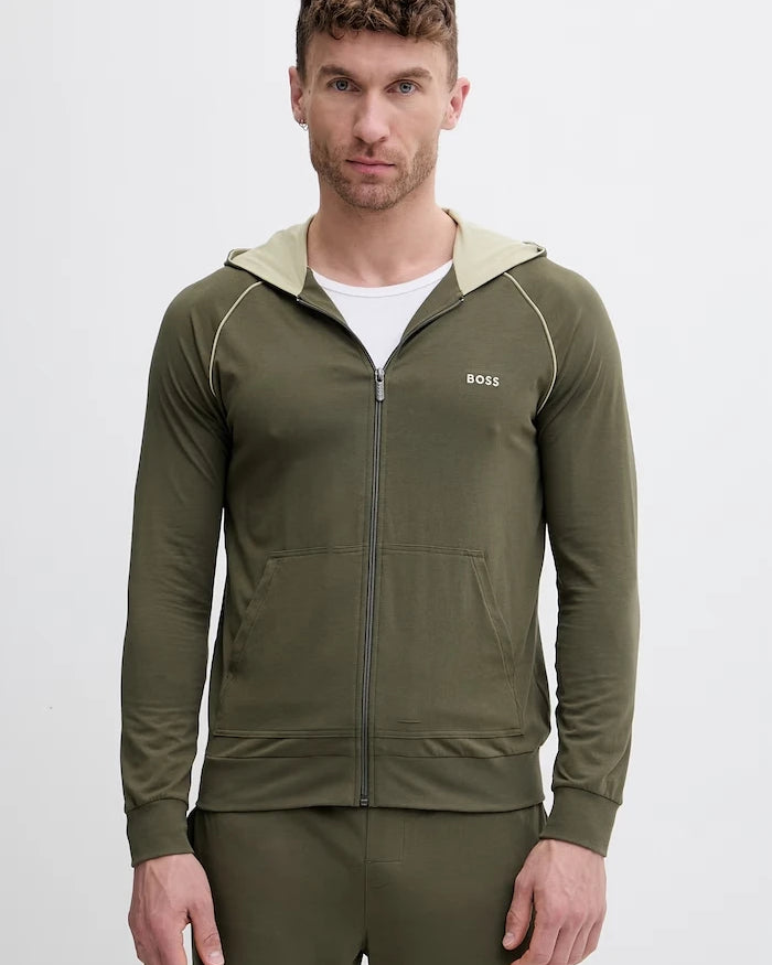 BOSS erkek pamuk ve elastan fermuarlı kapüşonlu sweatshirt Mix&Match Jacket H