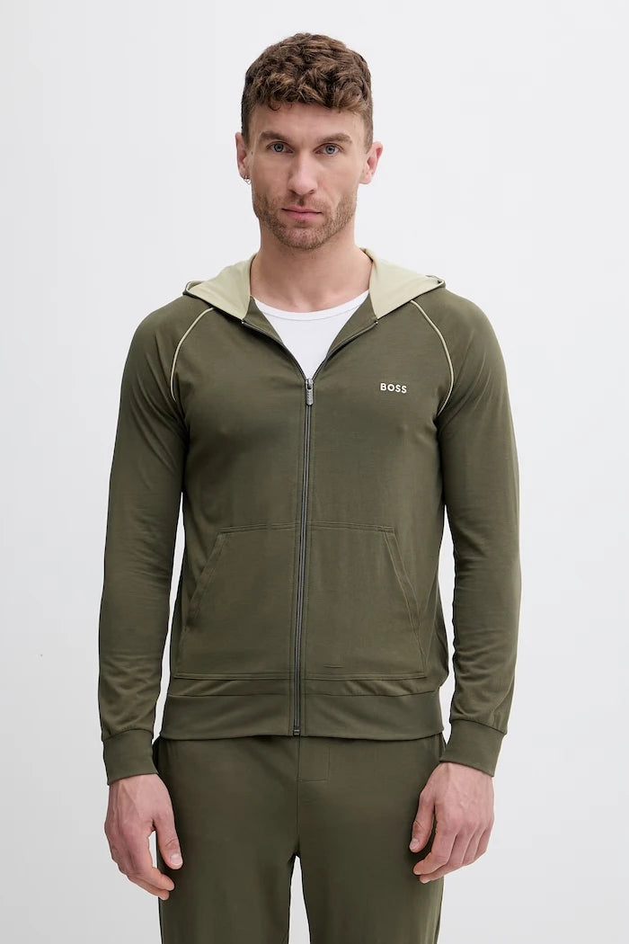 BOSS erkek pamuk ve elastan fermuarlı kapüşonlu sweatshirt Mix&Match Jacket H