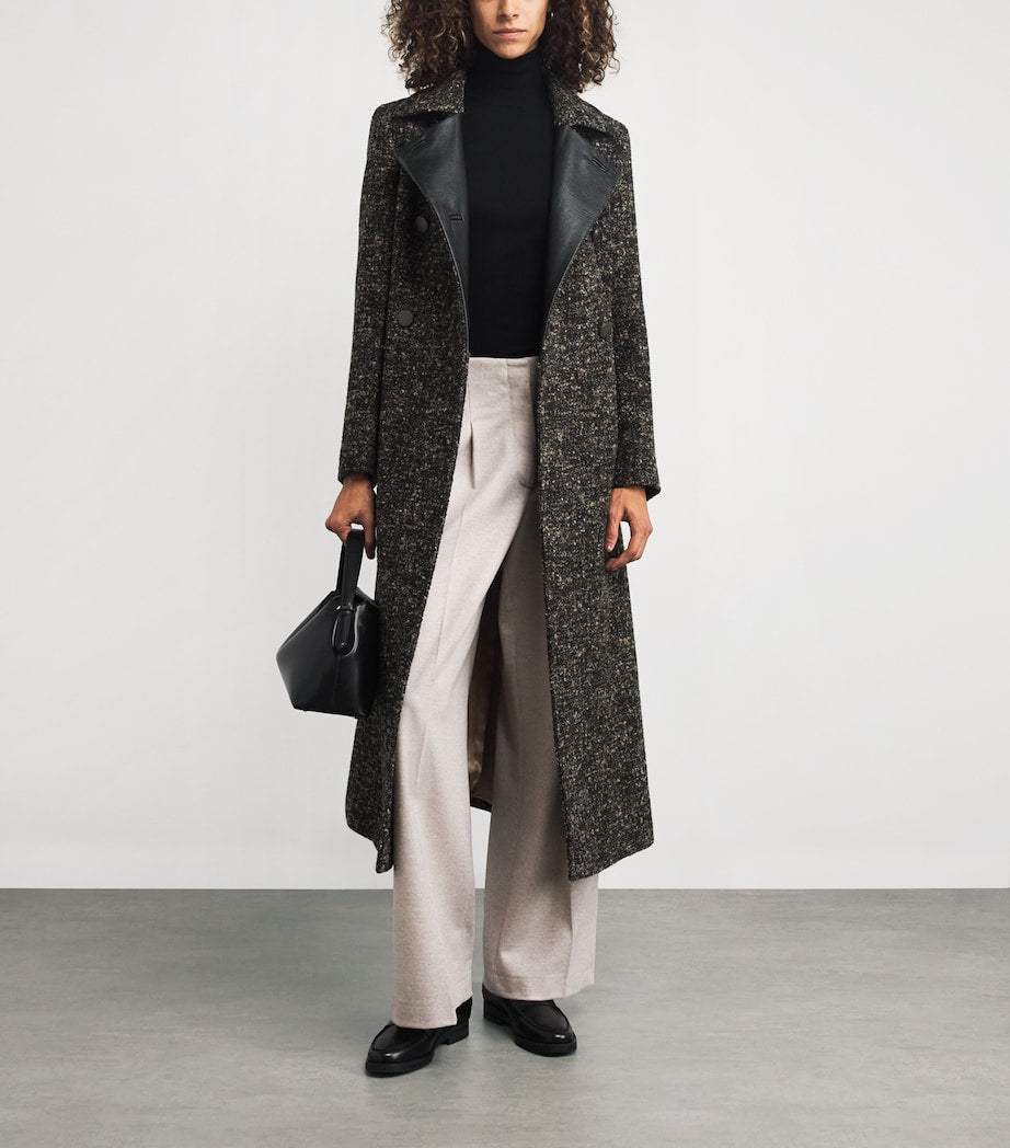 Black Virgin Wool-Blend Double-Breasted Coat